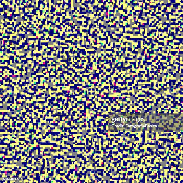 pixelated blue and yellow pattern - tv programming stock illustrations