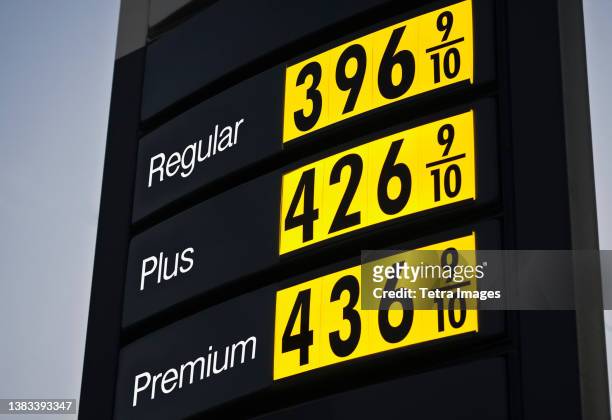 usa, virginia, commercial sign with fuel prices - gas prices stock pictures, royalty-free photos & images