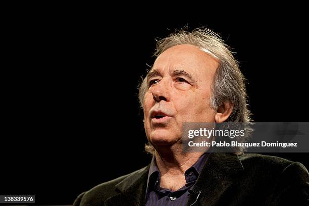 Singer Joan Manuel Serrat presents 'La Orquesta del Titanic' New Album at Casa America on February 6, 2012 in Madrid, Spain.