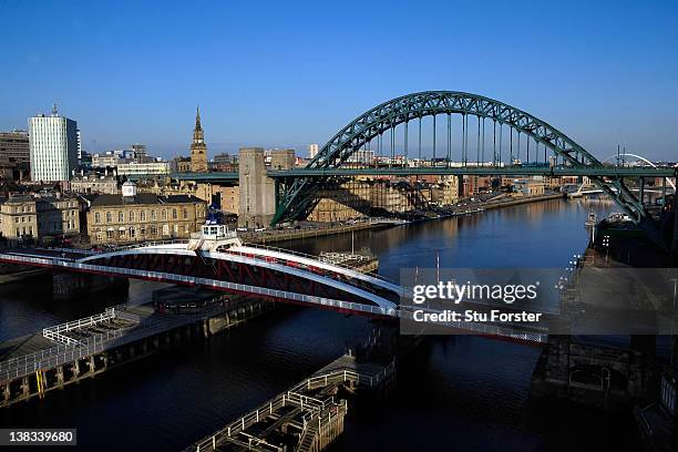 General view of the Bridges over the River Tyne on February 3, 2012 in Newcastle upon Tyne, England.