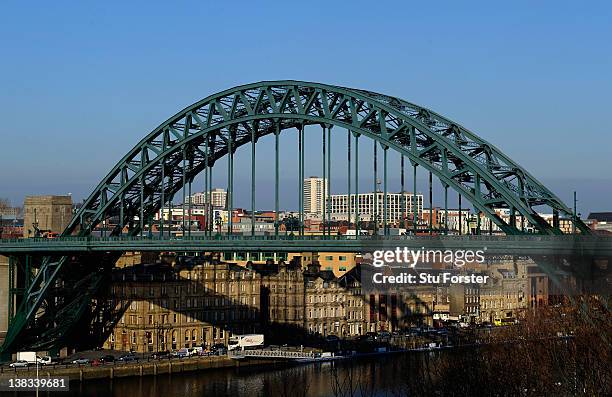 General view of the Bridges over the River Tyne on February 3, 2012 in Newcastle upon Tyne, England.