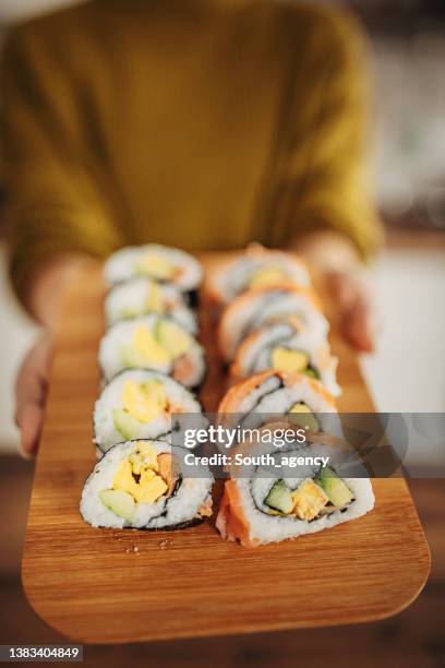 homemade sushi - maki sushi stock pictures, royalty-free photos & images