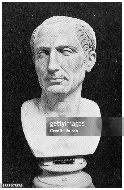 antique travel photographs of rome: bust of julius caesar - julius caesar emperor stock illustrations