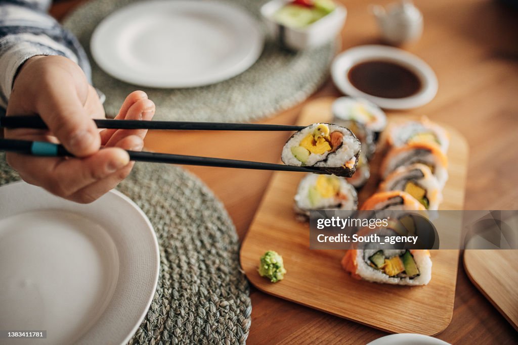 Homemade sushi for lunch