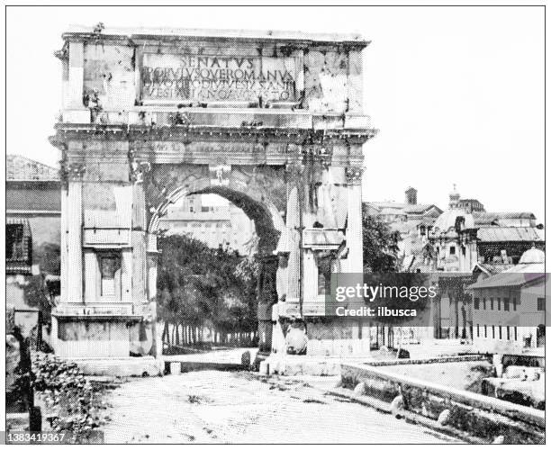 ilustrações de stock, clip art, desenhos animados e ícones de antique travel photographs of rome: arch of titus - arco de tito