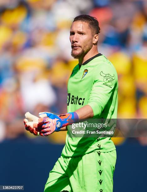 Jeremias Ledesma of Cadiz CF looks on during the LaLiga Santander match between Cadiz CF and Rayo Vallecano at Estadio Nuevo Mirandilla on March 06,...