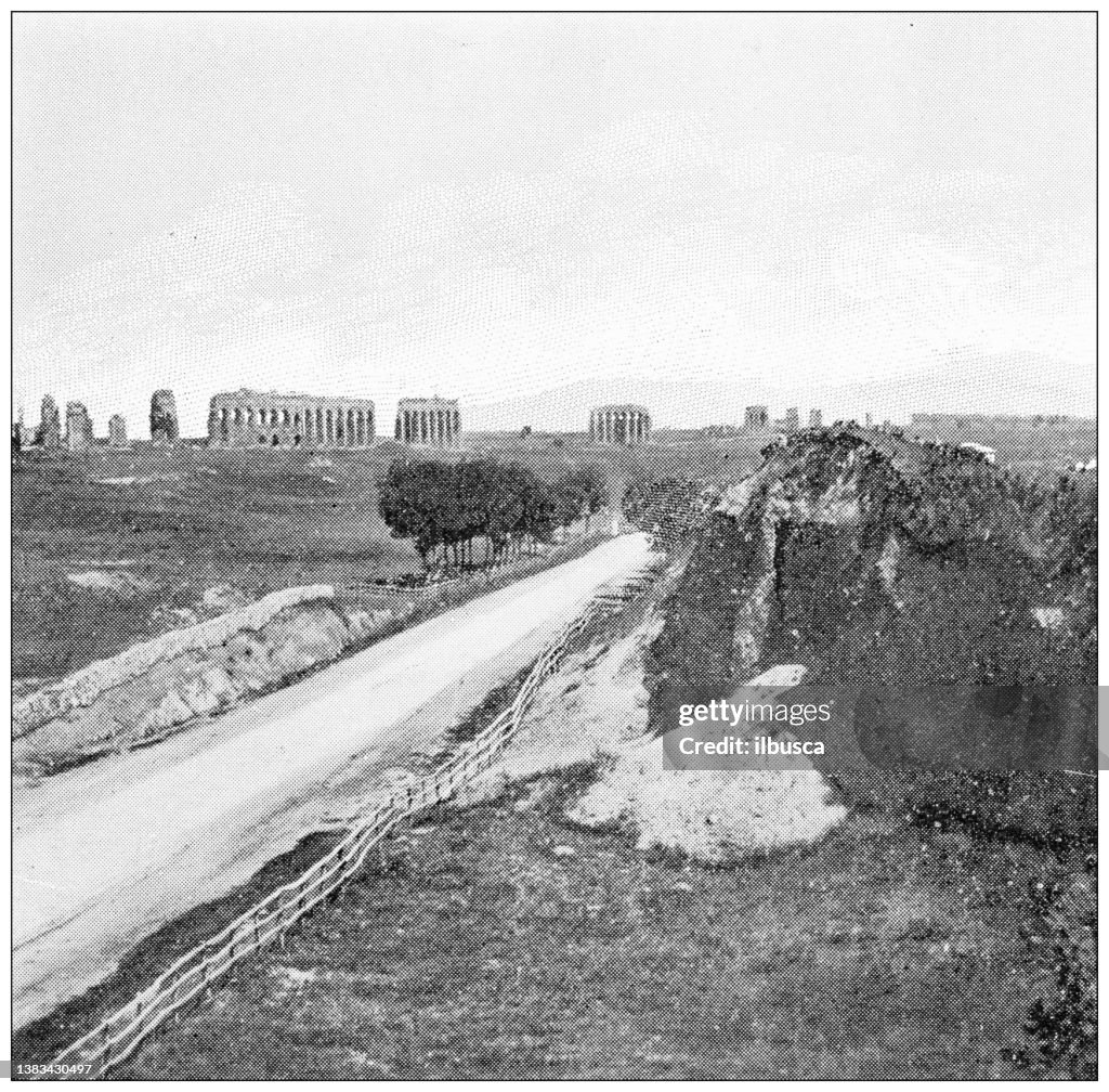 Antique travel photographs of Rome: Appian way, Aqueduct