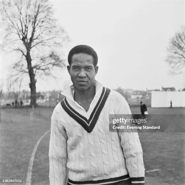 Cricketer Garfield or Gary Sobers of the West Indian cricket team during their tour of England, UK, 29th April 1963.