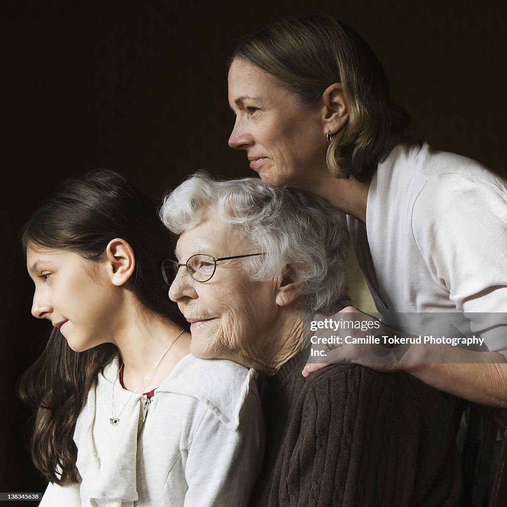 Elderly mother, daughter and granddaughter