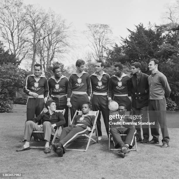 Footballers of the Brazil national team at Selsdon Park Hotel in Selsdon, south-east London, UK, the day before an International Friendly match...