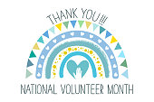 National Volunteer Month greeting concept.