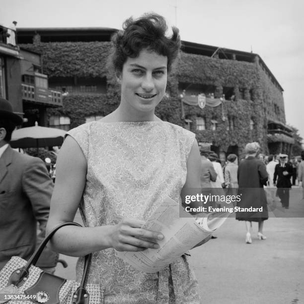 English tennis player Virginia Wade during the Wimbledon Championships in London, UK, 1st July 1963. She was knocked out by Ann Haydon-Jones in the...