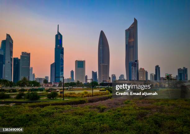Building Kuwait Background Sunset View Of The High Rise Buildings In Kuwait City Kuwait High-Res ...
