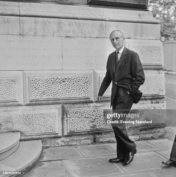 British Conservative politician Alec Douglas-Home, the 14th Earl of Home , the Foreign Secretary and shortly to become the UK Prime Minister, outside...