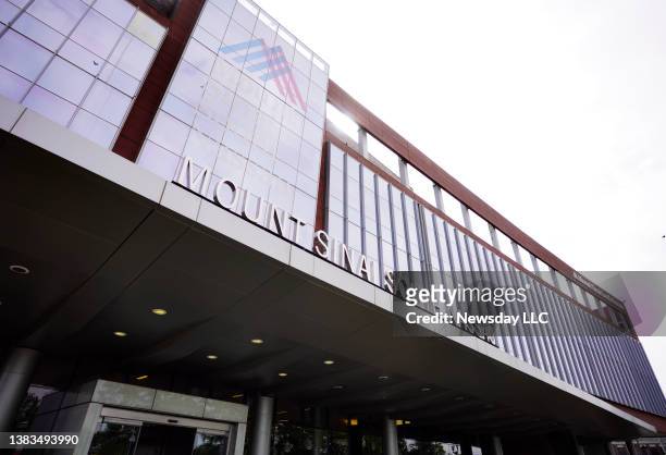 The exterior of Mount Sinai South Nassau hospital in Oceanside, New York is shown on August 16, 2021.