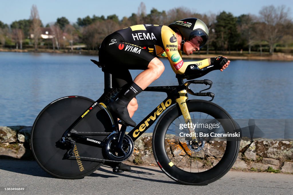 Primoz Roglic of Slovenia and Team Jumbo Visma sprints during