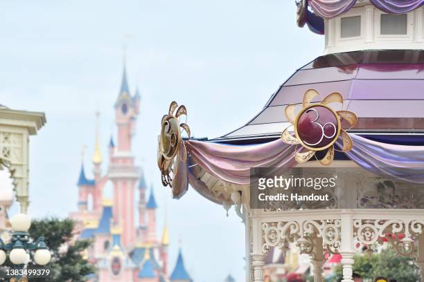 General view of Disneyland Paris 30th Anniversary celebrations at Disneyland Paris on March 05, 2022 in Paris, France.