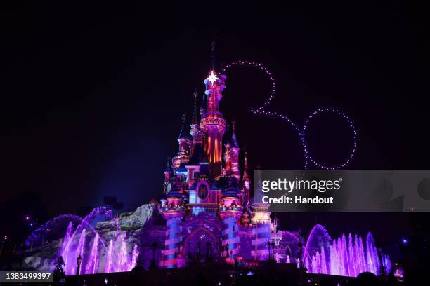 General view of Disneyland Paris 30th Anniversary celebrations at Disneyland Paris on March 05, 2022 in Paris, France.