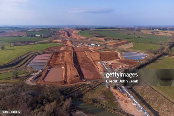 hs2 construction at long itchington wood, warwickshire. - hs2 foto e immagini stock