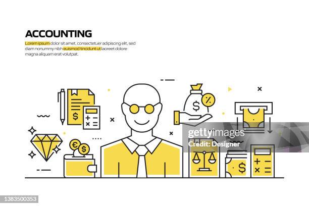 Buchhaltungskonzept Linienstilvektorillustration, Stock-Foto