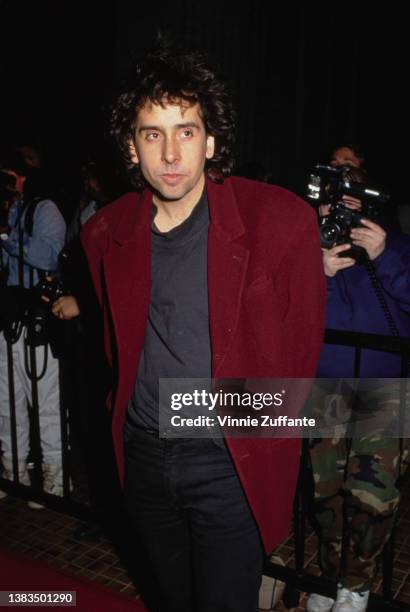 American film director Tim Burton attends the premiere of his film 'Edward Scissorhands' at the Avco Theater in Westwood, California, USA, 6th...