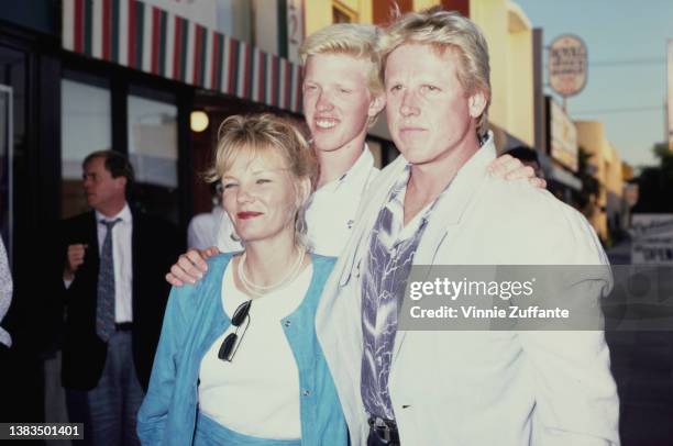 American actor Gary Busey with his wife Judy Helkenberg and their son Jake Busey, 1987.