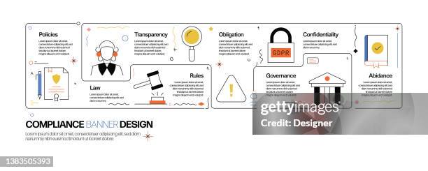 compliance concept, line style vector illustration - government intelligence stock illustrations