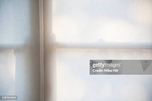 window blind drawn over sunlit window, devon, uk - mike storen stock-fotos und bilder