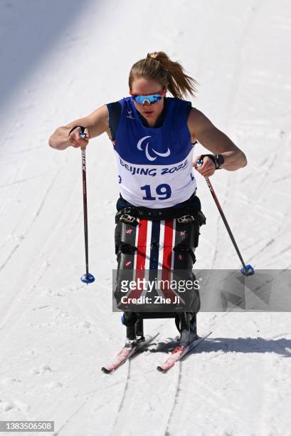 Birgit Skarstein of Team Norway competes in the Women's Sprint Sitting Semifinal 2 on day five of the Beijing 2022 Winter Paralympics at Zhangjiakou...