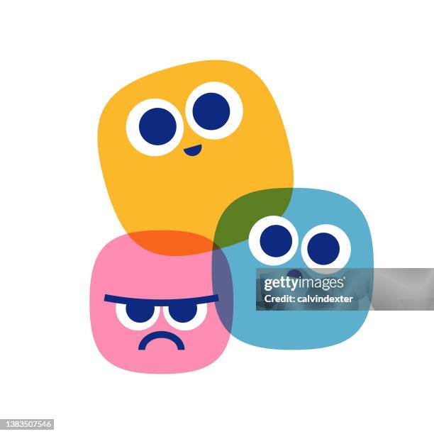 emoticons mental health and wellbeing - bipolar disorder stock illustrations