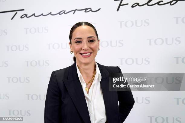 Tamara Falco presents the new Tamara Falco x TOUS collection at the Tous store on March 09, 2022 in Madrid, Spain.