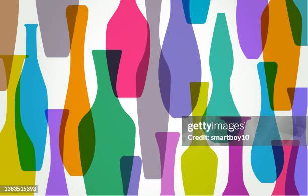 vase silhouettes - glass layers office stock illustrations