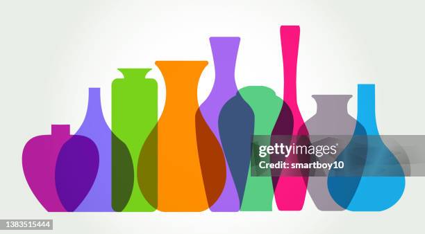 vase silhouettes - glass layers office stock illustrations