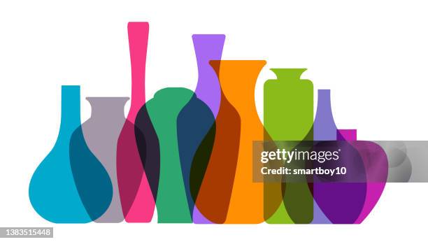 vase silhouettes - glass layers office stock illustrations