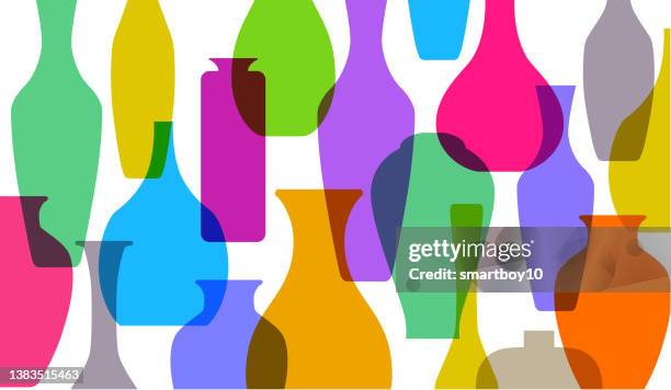 vase silhouettes - glass layers office stock illustrations
