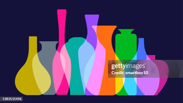 vase silhouettes - glass layers office stock illustrations