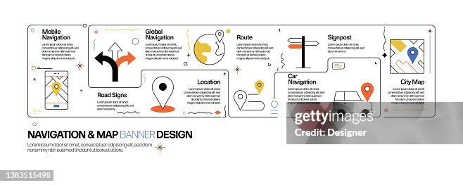 Navigation Drawinf Navigation And Map Concept Line Style Vector Illustration High-Res ...