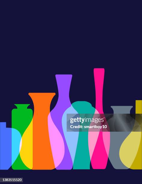 vase silhouettes - glass layers office stock illustrations