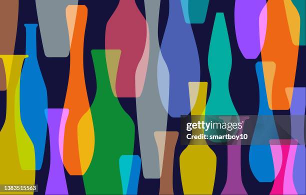 vase silhouettes - glass layers office stock illustrations