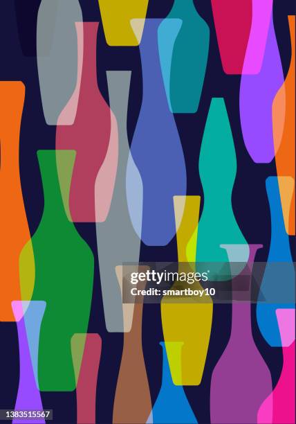 vase silhouettes - glass layers office stock illustrations