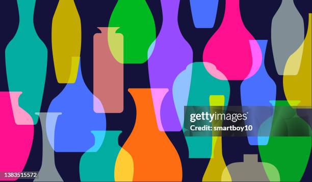 vase silhouettes - glass layers office stock illustrations