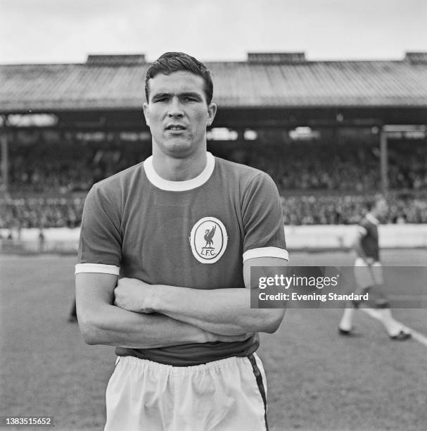 Scottish footballer Ron Yeats of Liverpool FC during a League Division One match against Chelsea at Stamford Bridge in London, UK, 7th September...