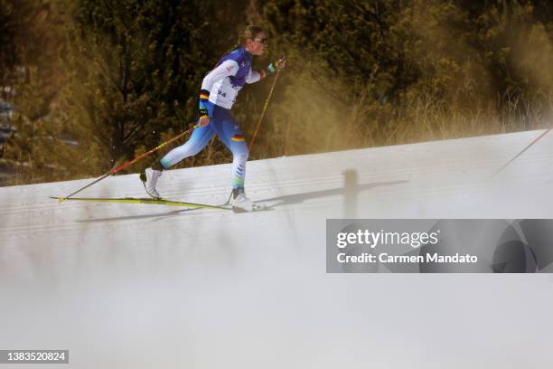 Leonie Maria Walter of Team Germany competes in the Para Cross-Country Skiing Women's Long Distance Classical Technique Standing at Zhangjiakou...