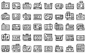 Power generator icons set outline vector. Electric engine