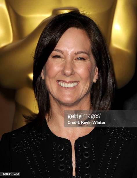 Producer Kathleen Kennedy arrives at the 84th Academy Awards Nominations Luncheon at The Beverly Hilton hotel on February 6, 2012 in Beverly Hills,...