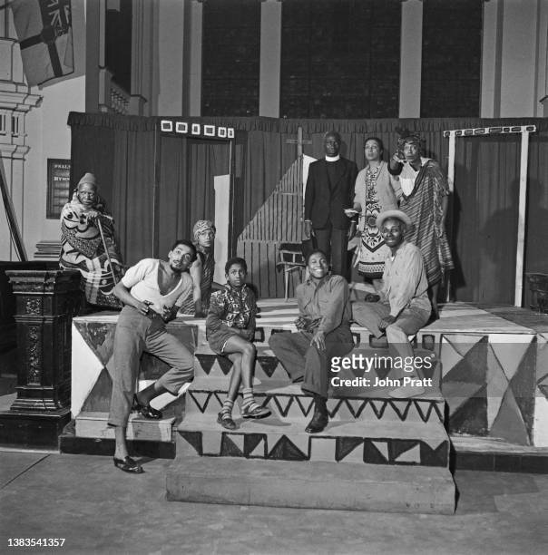 The cast of a production of the play 'Cry the Beloved Country' at the church of St Martin-in-the-Fields, London, February 1954. The verse drama was...