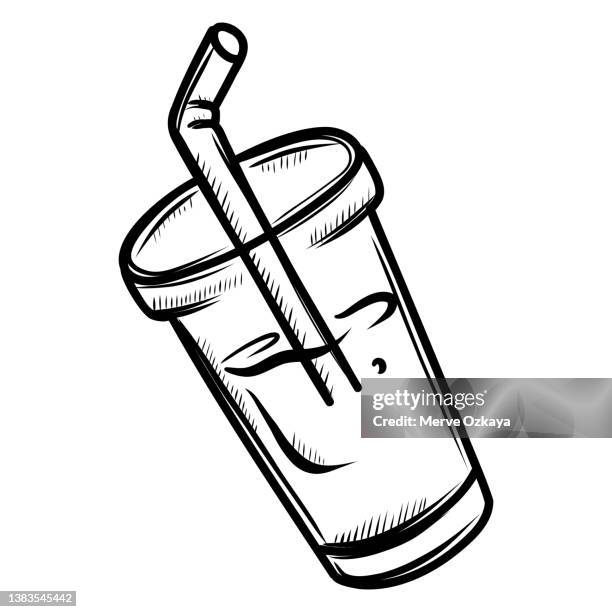 hand drawn healthy drink icon - energy drink glass stock illustrations