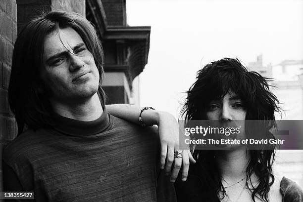 Playwright Sam Shepard and singer and poet Patti Smith pose for a portrait at the Hotel Chelsea on May 7, 1971 in New York City, New York.
