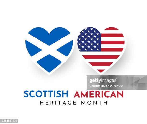 scottish american heritage month, april. vektor - scotland v united states stock-grafiken, -clipart, -cartoons und -symbole