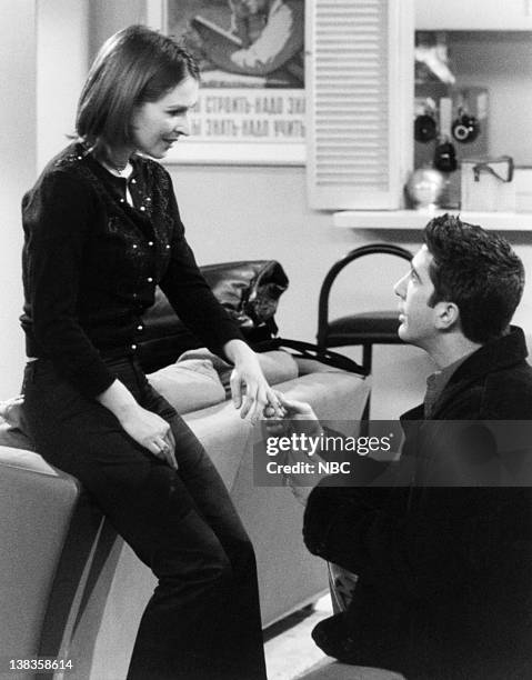 The One with All the Haste" Episode 19 -- Air Date -- Pictured: Helen Baxendale as Emily Waltham, David Schwimmer as Ross Geller